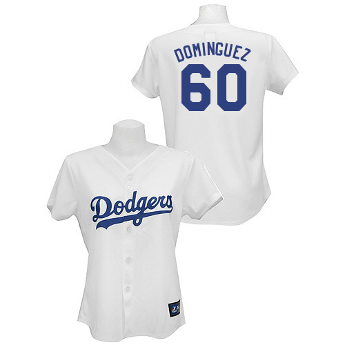Jose Dominguez #60 mlb Jersey-L A Dodgers Women's Authentic Home White Baseball Jersey